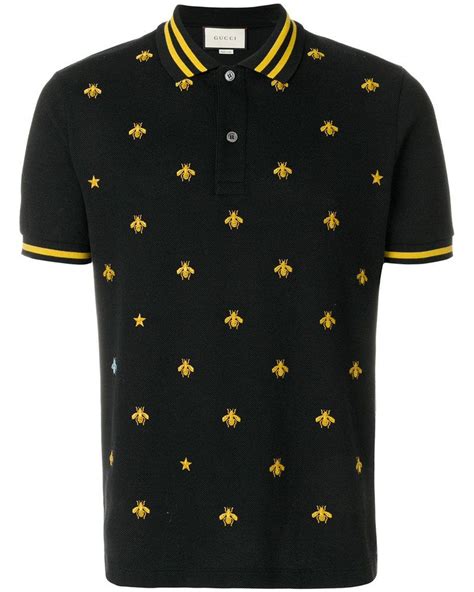 black gucci shirt with bee|Gucci bee embroidered polo shirt.